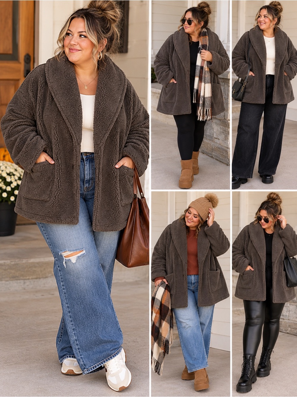 Koolaburra by UGG Teddy Sherpa Coat Brown XL Cozy Oversized Jacket